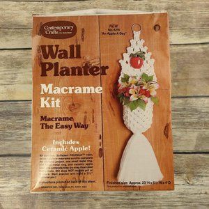 Vintage Macrame Kit Wall Planter An Apple A Day